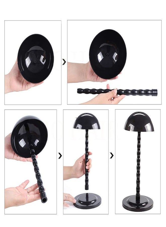 KDOSP Wig Stand Plastic Hat Display Wig Head Holders Mannequin Head/Stand Portable Wig Stand Use Hat For Styling Drying Display Black Plastic wigstand (Black) - Image 5